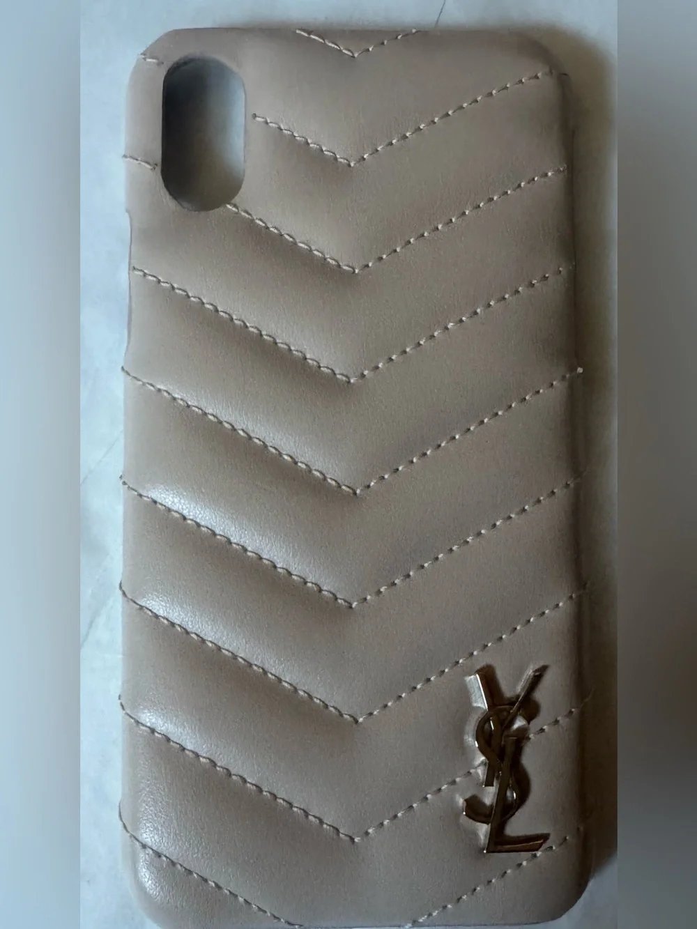 Saint Laurent YSL Logo Monogramme iPhone XS Shiny Calfskin Case $395
